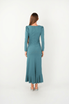Stone Tassel Detailed Evening Dress - WATER GREEN