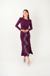 Stone Tassel Detailed Evening Dress - PURPLE