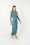 Stone Tassel Detailed Evening Dress - WATER GREEN