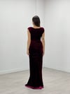 Kadife Kumaş Degaje Yaka Balık Elbise - BORDO