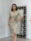 Kadife Payet Ceket Elbise - GOLD