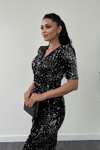 Velvet Sequin Jacket Dress - Silver