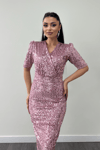 Velvet Sequin Jacket Dress - Powder