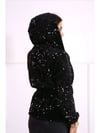 Kadife Payet Kapişonlu İpli Sweat - SİYAH
