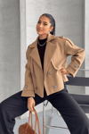 Kaşe Kumaş Bomber Mont - AÇIK KAHVE