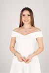 Kayık Yaka Elbise - Beyaz