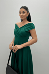 Boat Neck Midi Dress - Emerald Green