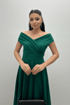 Boat Neck Midi Dress - Emerald Green