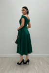 Boat Neck Midi Dress - Emerald Green