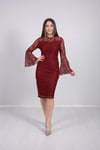 Koordine Güpür Tasarım Elbise - Bordo