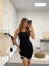 Krep Kumaş Askılı Mini Elbise - Siyah