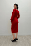 Crepe Fabric Sweetheart Neckline Pencil Dress - RED