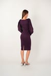 Crepe Fabric Sweetheart Neckline Pencil Dress - EGGPLANT PURPLE