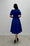 Crepe Fabric Belt Detailed Dress - Sax Blue