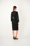 Crepe Fabric Sleeves Tulle Pencil Dress - Black
