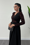 Crepe Fabric  Spangle Detailed Dress - BURGUNDY