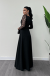 Krep Kumaş Payet Detaylı Elbise - BRONZ