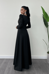 Crepe Fabric  Spangle Detailed Dress  - Black