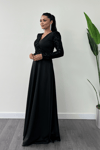 Crepe Fabric  Spangle Detailed Dress  - Black