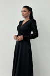 Crepe Fabric  Spangle Detailed Dress  - Black