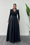 Crepe Fabric  Spangle Detailed Dress  - Black