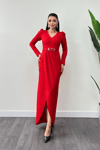 Pleat Detailed Dress - RED