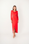 Pleat Detailed Dress - RED