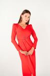 Pleat Detailed Dress - RED