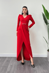 Pleat Detailed Dress - RED