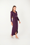 Pleat Detailed Dress - PURPLE