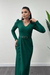 Pleat Detailed Dress - EMERALD GREEN