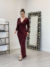 Kruvaze Payet Elbise - BORDO