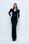 Double- Breasted Belt Detailed Dress  - Black