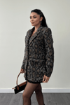 Leopar Desenli Ceket - KAHVERENGİ