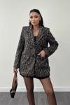 Leopar Desenli Ceket - KAHVERENGİ