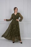 Leopar Desenli Şifon Elbise - Sarı