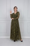 Leopar Desenli Şifon Elbise - Sarı