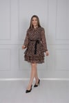 Leopar Mini Elbise - Kahverengi