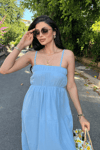 Müslin Kumaş Uzun Elbise - BEBE MAVİSİ