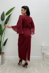 Organze Şifon Double Kumaş Tasarım Elbise - BORDO