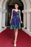 Organze Sifon Kumaş Desenli Mini Elbise - MOR