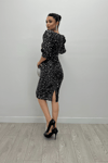Sequin Fabric V-Neck Dress  - Silver