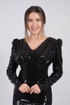 Payet Mini Elbise - Siyah