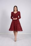 Payet Tasarım Midi Elbise - Bordo