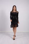 Payet Tasarım Mini Elbise - Siyah