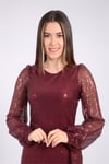 Pliseli Payet Tasarım Elbise  - Bordo