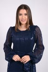 Pliseli Payet Tasarım Elbise  - Lacivert