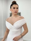 Puantiye Detaylı Kaya Yaka Elbise - BEYAZ