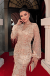Sequin Fringed Design Dress Gold