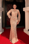 Sequin Fringed Design Dress Gold